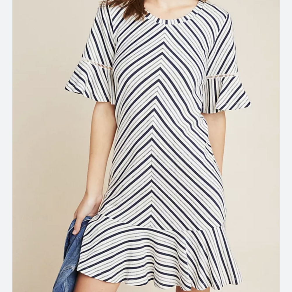 Anthropologie Maeve Galena Flounced Tunic Dress Medium New